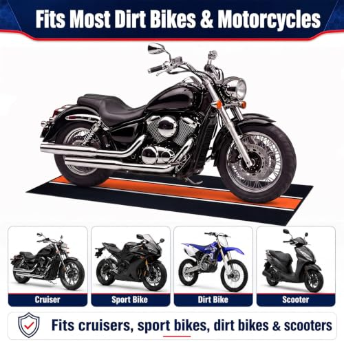 Motorcycle Mat Garage Floor Rug Washable Parking Mats for Garage Floors Non Slip Oil Absorbent Pad Rubber Backing Layer Protects Floor (Orange / 78 X 31 Inch)