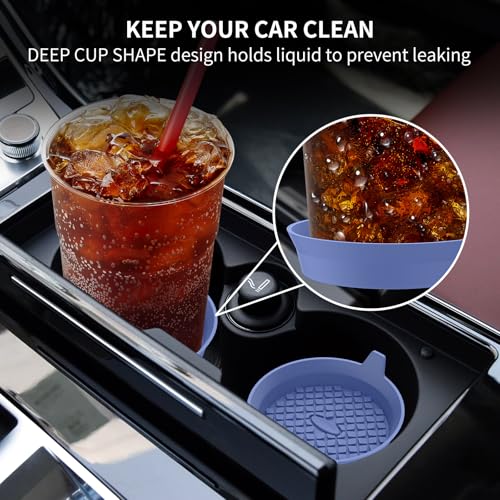 Car Cup Holder Coasters [4 Pack] Silicone Cups Mats (4pack-nave Blue)