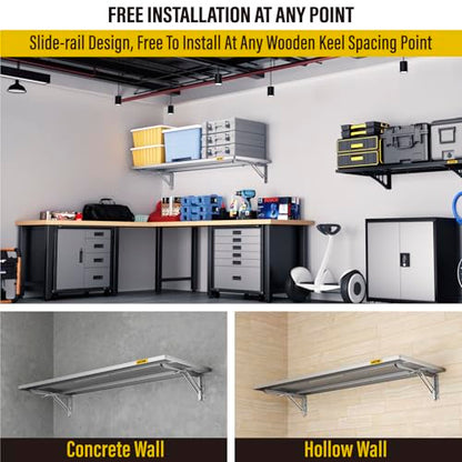 1.3x4ft Adjustable Rail Type Folding Storage Rack Shelf (1.3x4ft / Silver Gray)