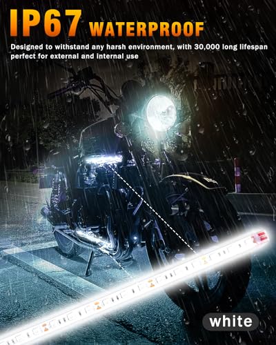 12V Led Light Strip Waterproof 32CM White Underglow for Car Motorcycle 6Pcs (White)