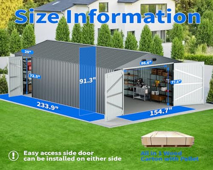 20 x 13 FT Outdoor Storage Shed (13 x 20 FT / Dark Grey)