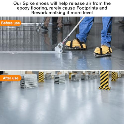 Epoxy Floor Spiked Shoes Fully Assembled Gunite Spiked Shoes with 3 (Fine Black / Large 1 Pair)