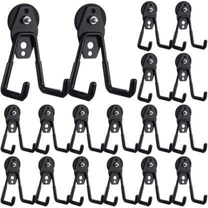 18 Pcs Large Magnetic Hooks Heavy Duty Garage Magnet Hooks Strong Storage Utility Magnetic Hangers with Anti Slip Rubber Coating for Indoor and Outdoor Hanging (Black)