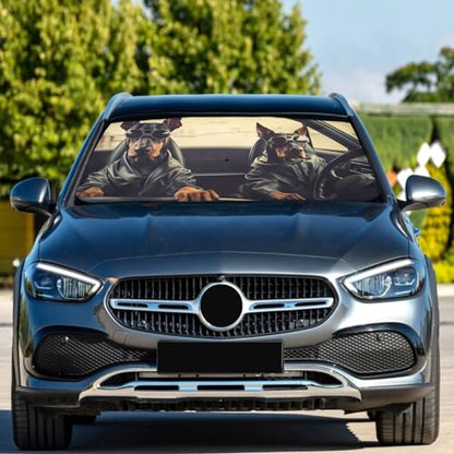 Windshield Sun Shade Umbrella Doberman Driving Foldable Car Front Window Sunshade Blocks UV Rays Heat Keep Vehicle Cool 55"x27.5" (multi 5)