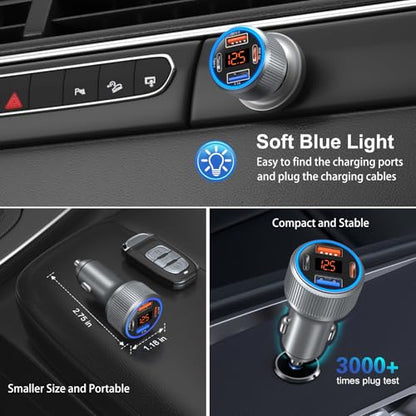 USB C Car Charger (Gray / 3-Pack)