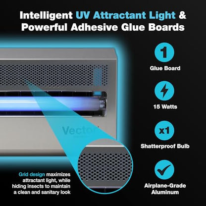 Vector 15 Commercial UV Fly Light Trap (15W Silver)