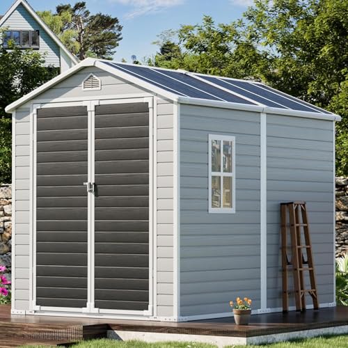 8x6 FT Large Resin Storage Shed (Dove Grey)