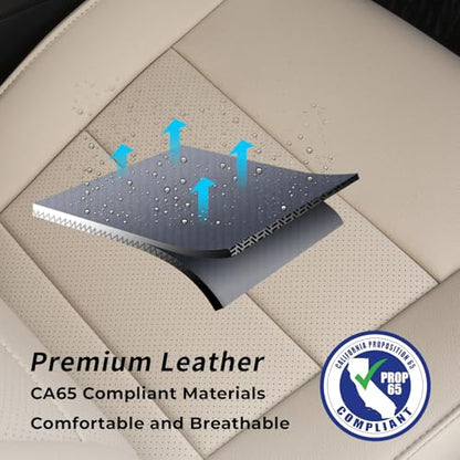 CRV Car Seat Covers Custom Fit for Honda 2017 (Leatherette(Beige) / 2017-2022 CRV LX,EX,SE,EX-L,Touring,Hybrid)