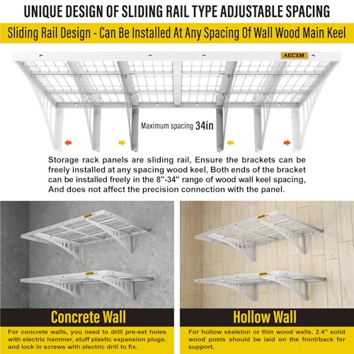 2x3ft 2Pack Wire Shelving Unit Heavy Duty Garage Storage Shelves Wall Mounted White 560lbs Load Capacity（24 (2x3ft / White)