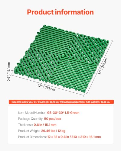 Interlocking Drainage Mat (Green / 12 x 12 inch)