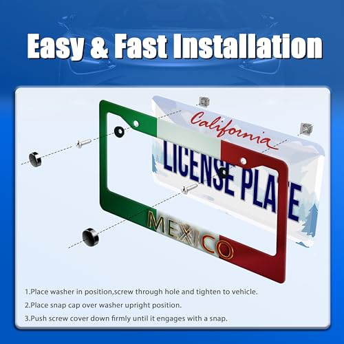 Mexico Flag License Plate Frame Stainless Steel Car Accessory 6.3x12.3Inch (Personalise Mexico Flag)