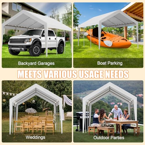 10' x 20' Carport Replacement Canopy Cover (White / 10'x20')