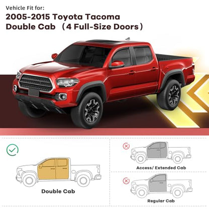 in Channel Window Rain Guards Fit for Tacoma 2005 (For 2005-2015 Tacoma Double Cab)