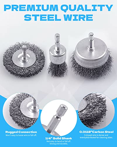 30 Pack Carbon Steel Wire Wheel Brush Cup Brush for Rust Removal