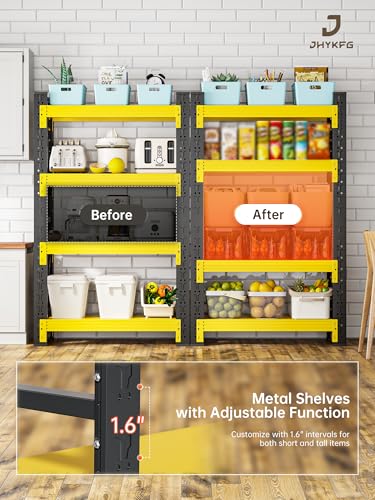 4 Tier Storage Shelves (Black&yellow / 60"W*24"D*79"H)