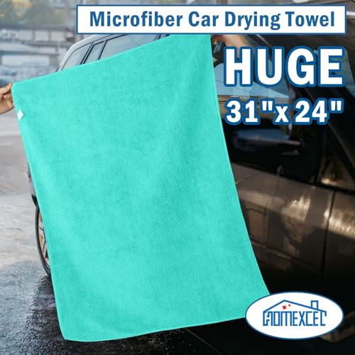 Professional Large Microfiber Car Drying Towels 2 Pack (Green / 31 x 24 Inch)
