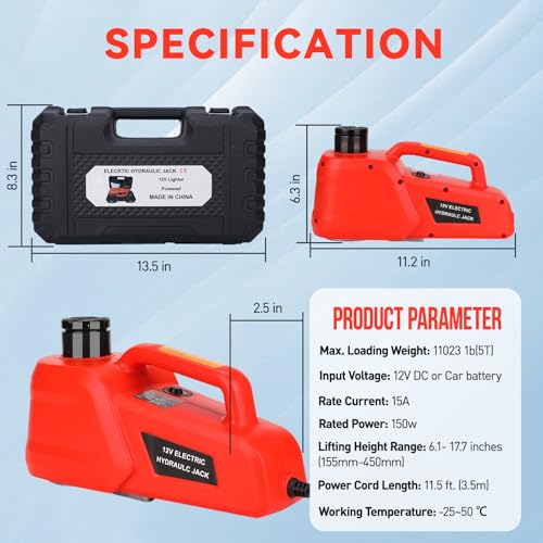 Electric Car Jack 5 Ton 12V Hydraulic Floor Jack (Red Jack Only)