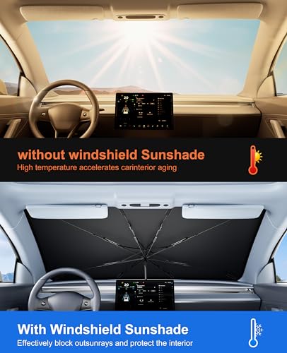 Car Windshield Sun Shade (Silvery&Black / Large(61"L x 34"W))