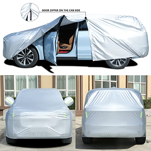 Light Shell Breathable Material Classic Zipper Design Waterproof UV (Silver-Green / YL: for SUV (Length 170"-190"))
