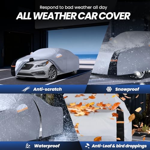Multi Layer Car Cover Custom Fit for Hyundai Sonata (W.Custom Fit Hyundai Sonata / White Car Cover)