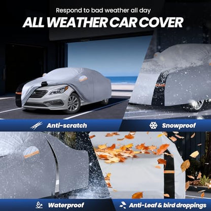 Multi Layer Car Cover Custom Fit for Hyundai Sonata (W.Custom Fit Hyundai Sonata / White Car Cover)