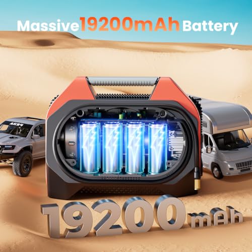 VORTEX S6 Tire Inflator Portable Air Compressor (Vivid Orange / 19200 Mah)