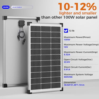 100W 12V Solar Panel 25% High Efficiency 9BB Cell Monocrystalline