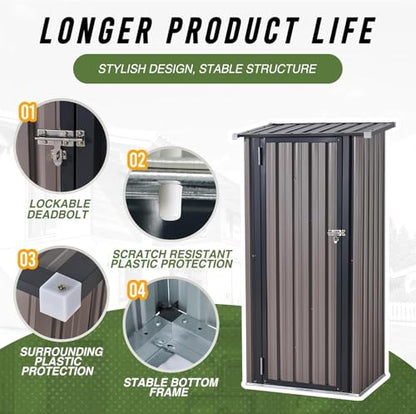 3’x2.1’ Shed Outdoor Storage Shed (Brown / 3'x2')