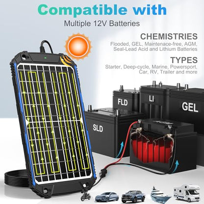 Waterproof 12W 12V Solar Battery Charger & Maintainer Pro (BC-12W Pro)