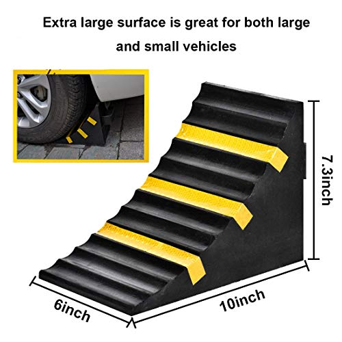 2 Pack Wheel Chocks Heavy Duty Extra Large Industrial Rubber Wheel Chock Blocks w