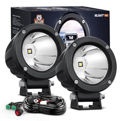 2 PCS 3" Spot Round LED Light Pods (2Pcs White Lights +Wiring harness)