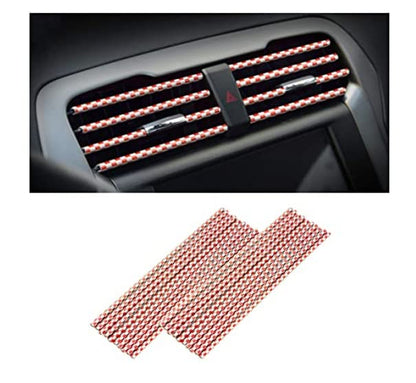 20PCS Bendable Car Air Vent Trim Strips (Red/Lattice)