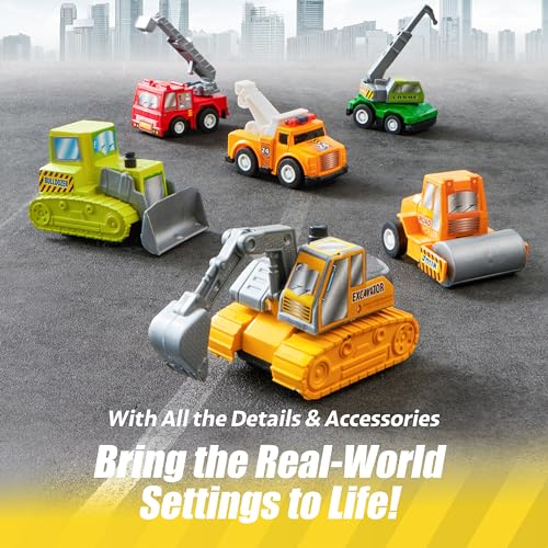 18 Pcs Pull Back City Cars and Trucks Toy Vehicles Set