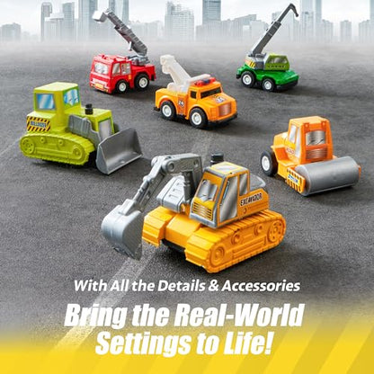 18 Pcs Pull Back City Cars and Trucks Toy Vehicles Set