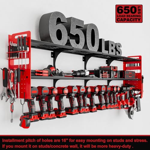 64" Garage Power Tool Wall Organizer (Red)