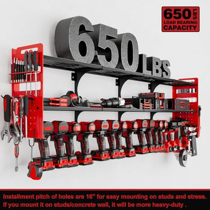 64" Garage Power Tool Wall Organizer (Red)