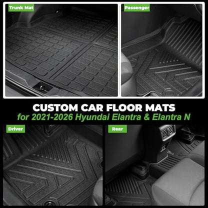 Floor Mats & Cargo Liner Set Fit for 2021 (2021-2025 Hyundai Elantra & Elantra N)
