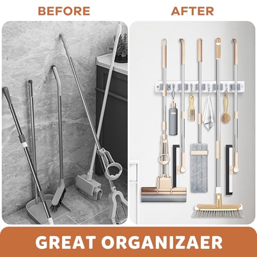 Broom Holder Wall Mount (White)