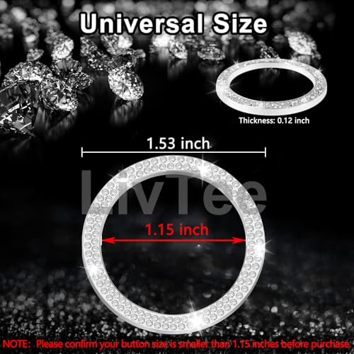 2 PCS Crystal Double Rhinestone Car Engine Start Stop Decoration Ring (Double White)