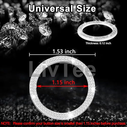 2 PCS Crystal Double Rhinestone Car Engine Start Stop Decoration Ring (Double White)