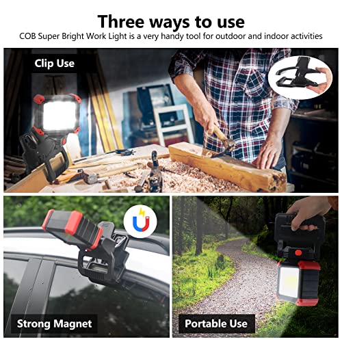 LED Rechargeable Work Light with Clamp (Black 2Pack)