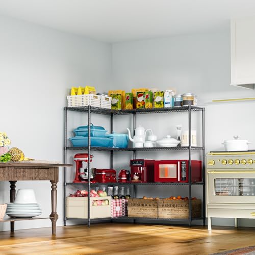 Linked Storage Racks (4 Tier, 15.7" D x 33.5" W x 59.5" H / Black)