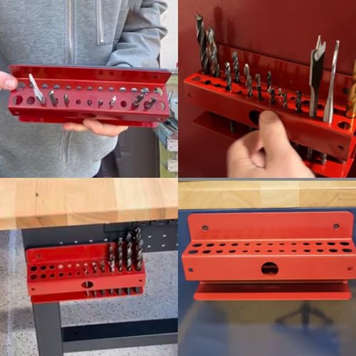Drill Bit Organizer Heavy Duty (Red Magnetic Drill Bit Holder)