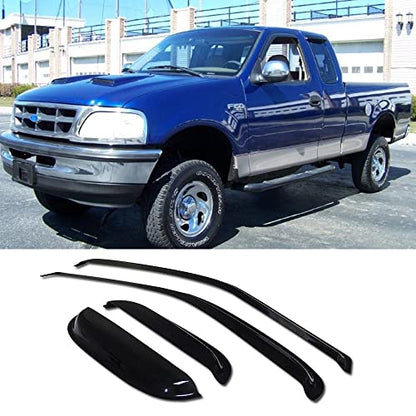 4pcs Extra Durable Rain Guards for 1997 (1997-2003 Ford F150 Extended Cab(Dark Smoke))