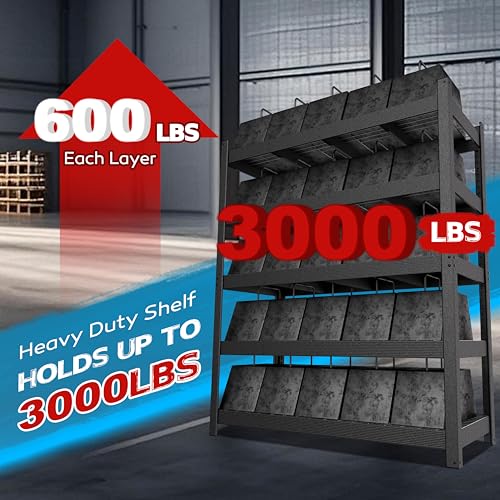 60”W × 24”D × 72”H Heavy Duty Metal Storage Shelves (59.84" W × 24.02" D × 71.65" H)