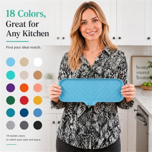Silicone Soap Dish with Drain Spout (Light Blue / L(12"×4"))