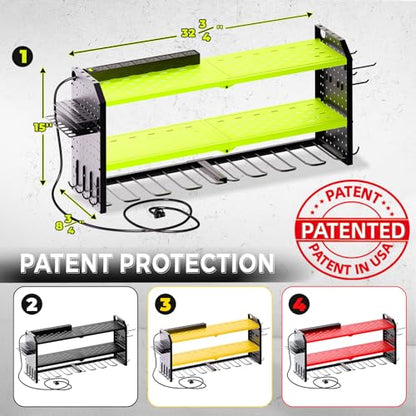 Power Tool Organizer with Charging Station (8 DRILL GREEN / Green-32 inches)