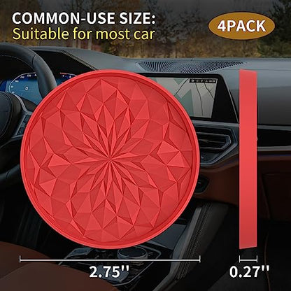 Car Coasters for Cup Holders [4 Pack] (4 Pack-red)
