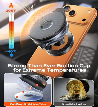 for MagSafe Car Mount【Windshield+Vent+Dash】Magnetic Phone Holder for Car Phone Holder Mount Cell Phone Holders for Your Car Accessories Suction Phone Mount for Car Truck Stand for iPhone 17 16 (Carbon Fiber)