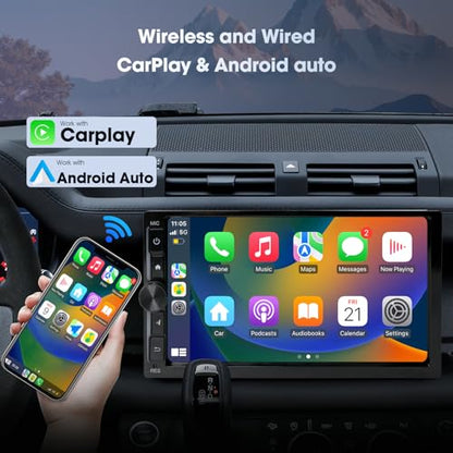 2 Din Car Radio with Wireless CarPlay & Android Auto (2+32GB-Upgraded Version)